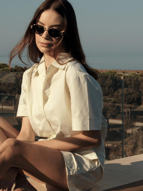 Дамска пижама Sensis Ophelia лимонена – 100% памук, лятна