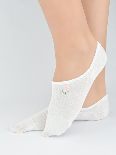 Дамски балерини Noviti ST097 памучни пружиниращи с декоративен бродиран елемент