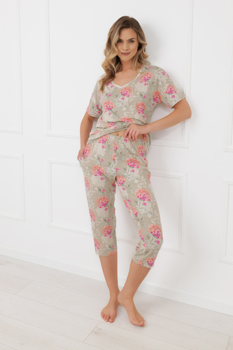 Дамска пижама HARMONIA Italian Fashion къс ръкав панталон 3/4 вискоза