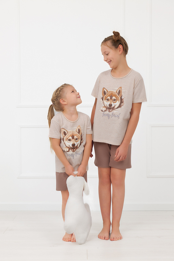 Детска пижама за момиче Shiba Italian Fashion 100% памук шорти