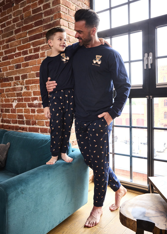 939/300 Big Boss Cornette – мъжка пижама, тъмносиня, памук, с щампа