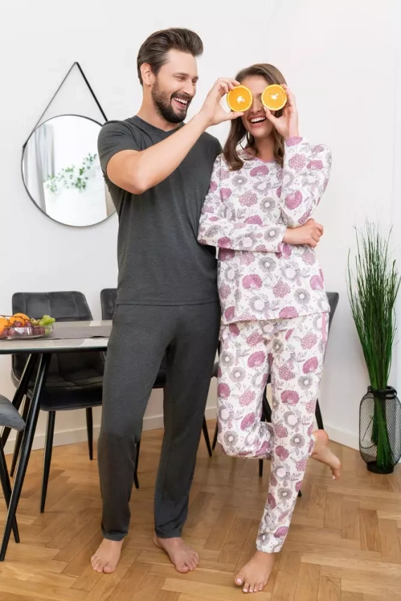 Дамска пижама с дълъг ръкав, панталон Lobelia Италианска мода -