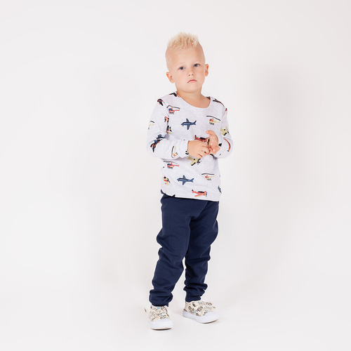 219036 Детска пижама Willy Nicol - памук, дълъг ръкав, самолетчета