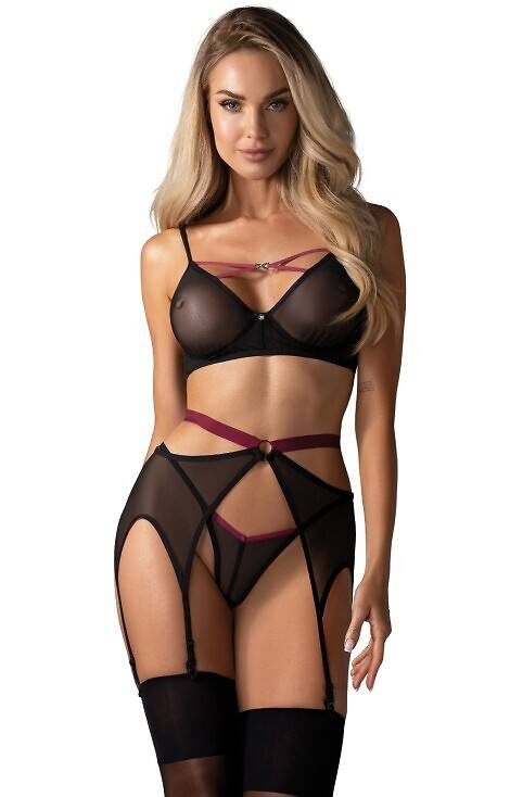 Novenes 3-PCS Set Komplet Obsessive - czarny 