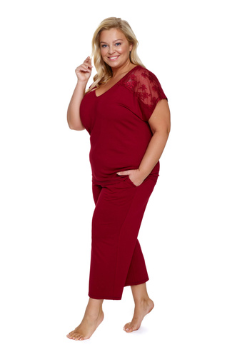 7259 Дамска пижама Plus Size Doctor Nap - бордо червена
