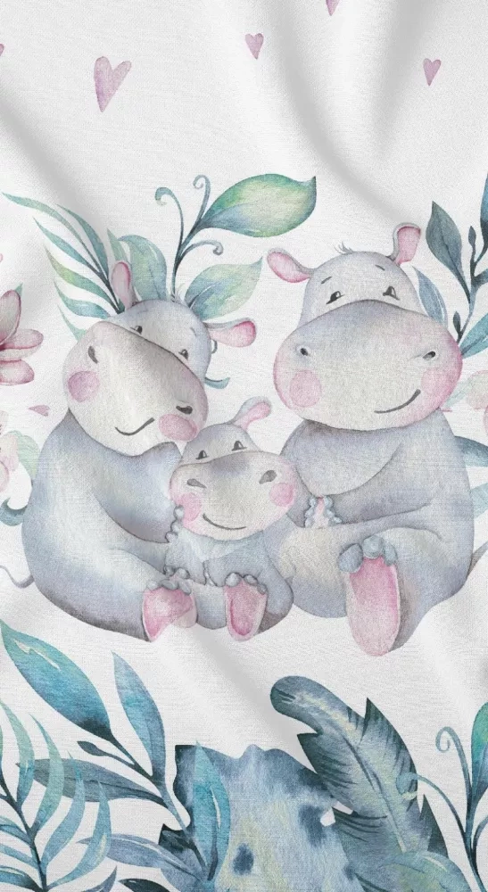 3292 B Land of Dreams Детско памучно спално бельо, хипопотами Karo