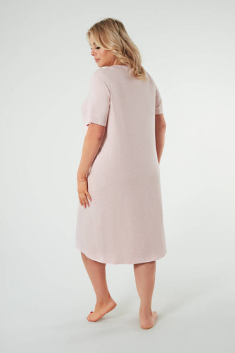 Puntini Дамска нощница с къс ръкав Италианска мода - прахообразно розово 