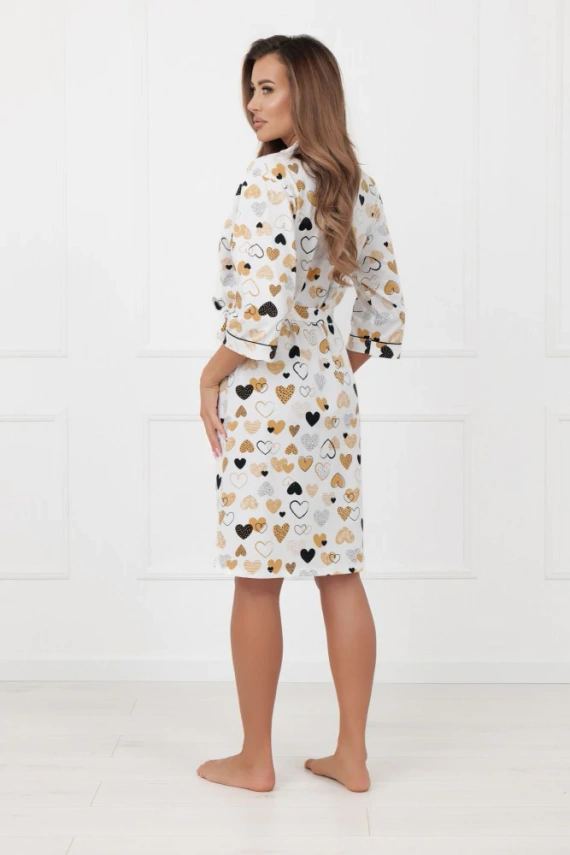 Дамски халат Soreno Italian Fashion – памук, ръкав 3/4, колан