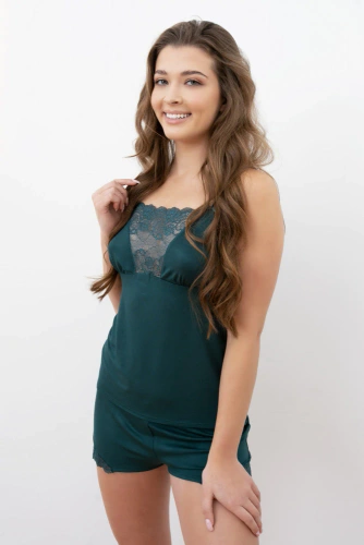 Intrigue Дамска пижама с тесни каишки, къси панталони Италианска мода- zelona