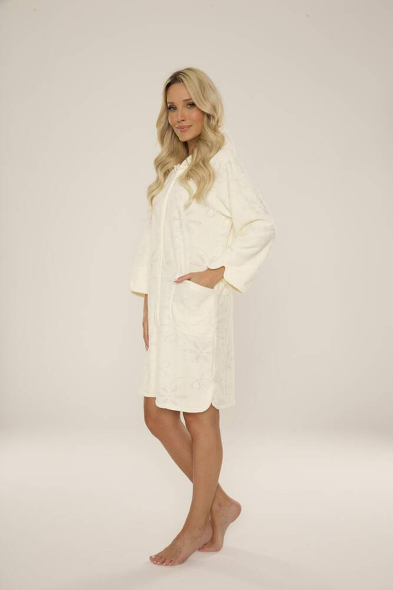 409 Жакардов къс дамски халат De Lafense - екрю