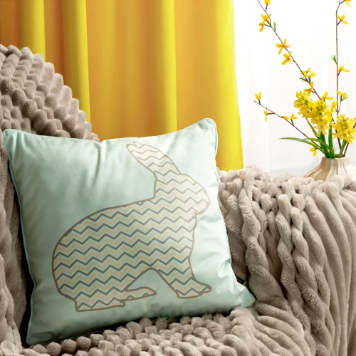 Пролет 1 Великденска калъфка от кадифе декорирана с щампа на зайче Европердета мента