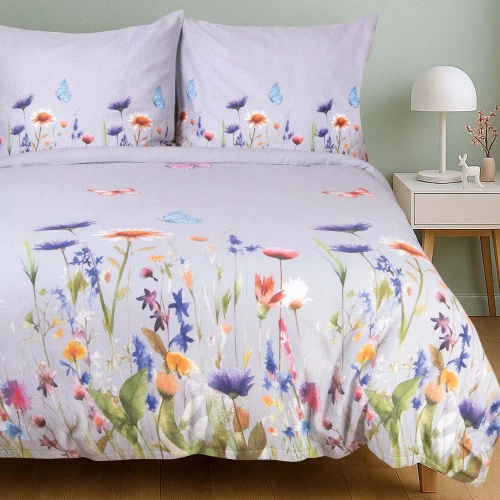 31512/2 Комплект спално бельо от фланел Flanellove Darymex сиви пъстри цветя - комплект, 100% памук, топъл и мек