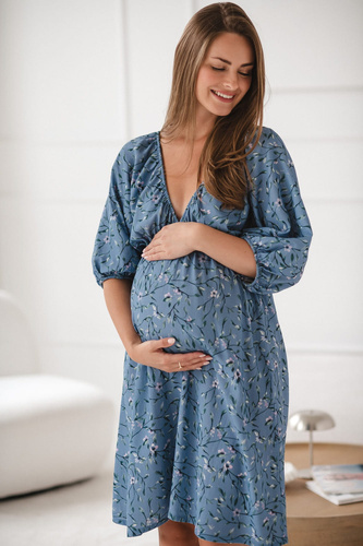 Milk Sun Milk&Love синя рокля за бременни и кърмачки на цветя