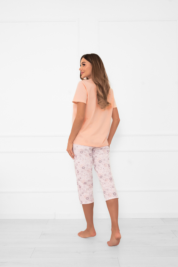 Дамска пижама Satui - памучна, с къс ръкав и 3/4 панталон Италианска мода  