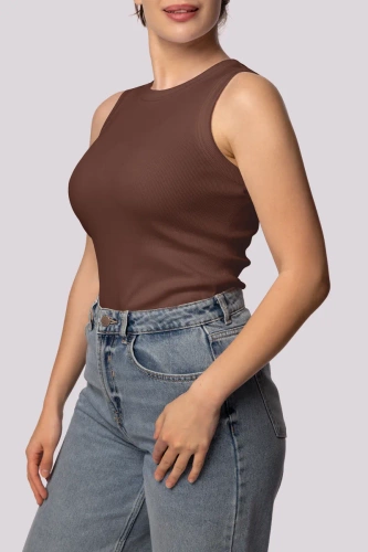 Ribben Дамска тениска без ръкави Mona, шоколад