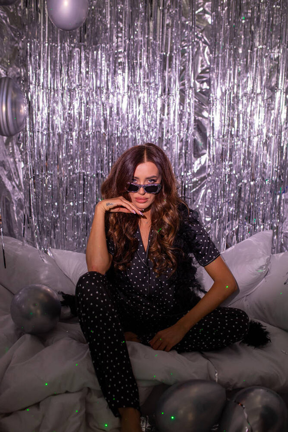 Ria Дамска пижама с къс ръкав и дълъг панталон Италианска мода - принт 