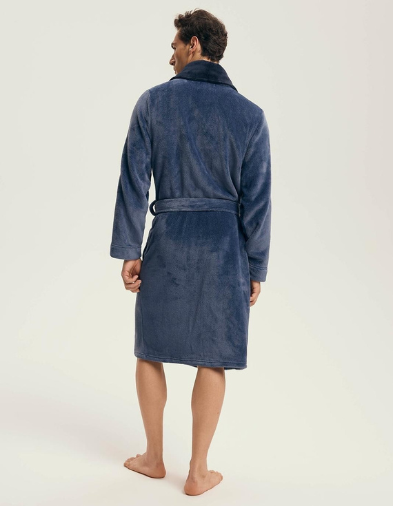 Мъжки халат Henderson 43375 Nantes - шал яка, оребрена структура, елегантен дизайн