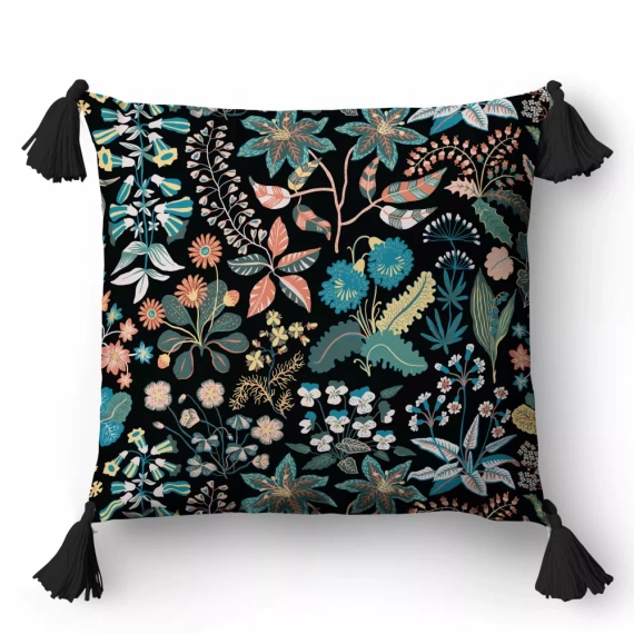 5400 A Декоративна калъфка за възглавница цветя Panama 58 Detexpol черна