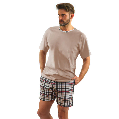 2187/27 Мъжка пижама с къс ръкав Sesto Senso latte