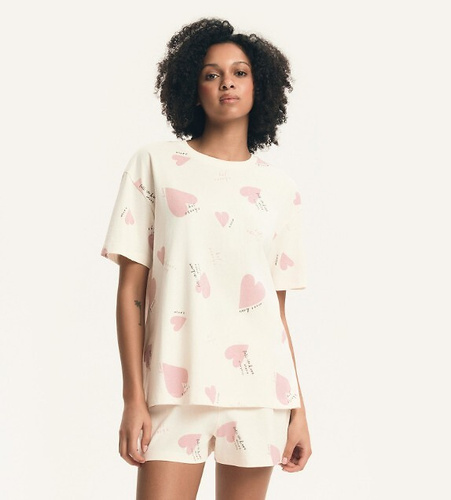 Дамска пижама Elain 44498 Henderson – 100% памук, шорти, сърца