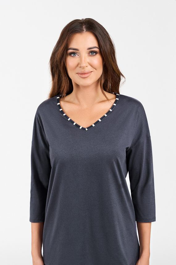 Betty Дамска пижама с 3/4 ръкав и дълъг панталон Италианска мода - графит/графит