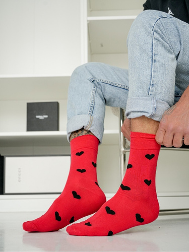 Мъжки чорапи Milena 0125-135 с сърца – памучни, валентински, идеални за подарък