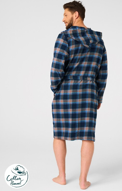 MGL 431 Key jeans мъжки халат - каре, мек, шал яка