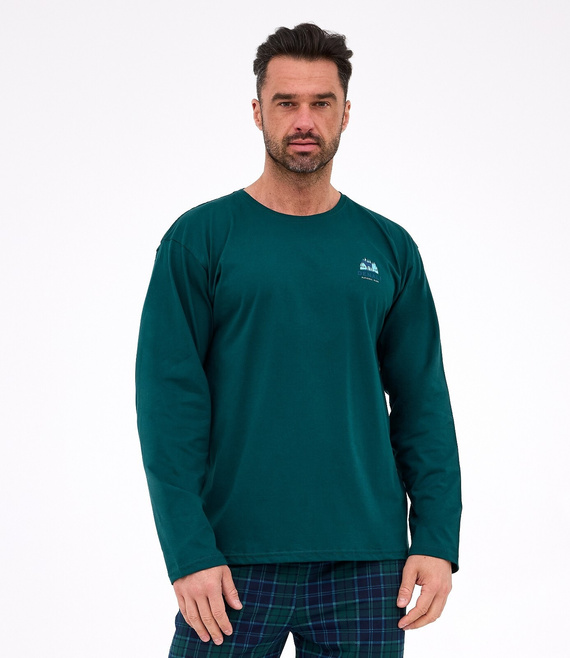 Piżama męska 124/307 Denali 3 Cornette zielona– bawełniana, długi rękaw