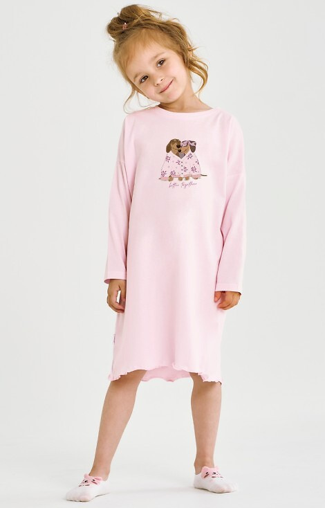 3509 Jasmina Taro pink – памучна нощница за момичета с щампа