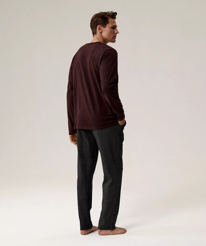 Мъжка пижама NMP-389 Atlantic - винен памук, дълъг ръкав, стилен комплект за студени нощи