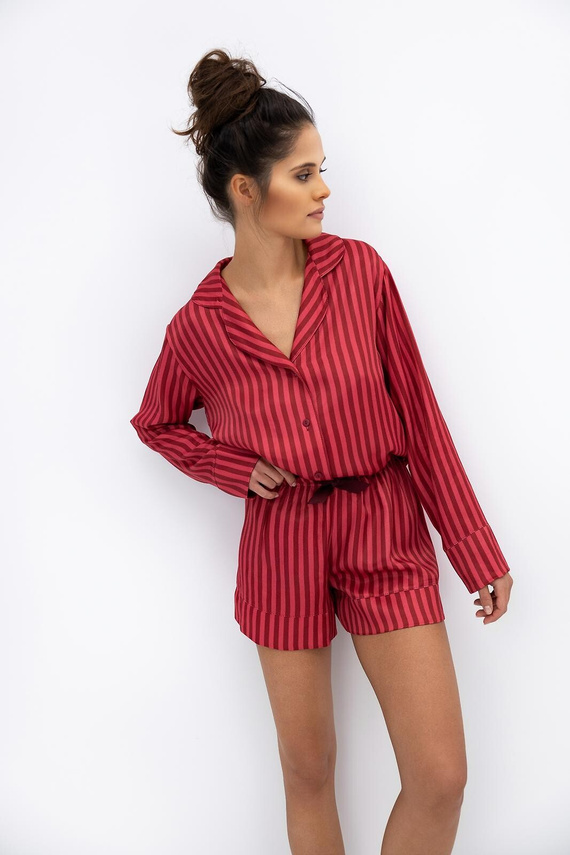 Дамска пижама Vivienne Sensis - вискоза, с цип, на райета