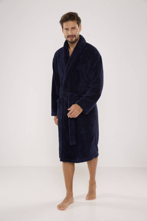 811 Мъжки плюшен халат De Lafense - тъмносин