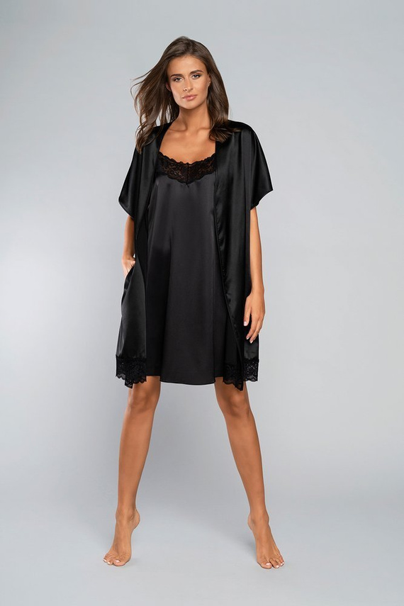 Touch Халат за баня с къс ръкав Италианска мода - черен