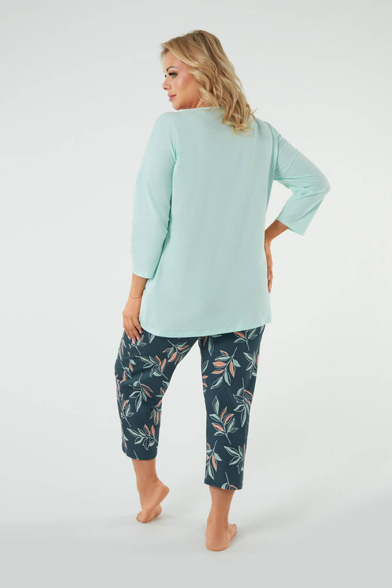 Julietta Дамска пижама 3/4 ръкав, 7/8 панталон Италианска мода - шам-фъстък/принт 