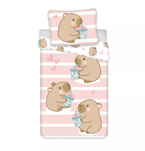 Памучно спално бельо 140x200 Капибара розова 70x90 Jerry Fabrics