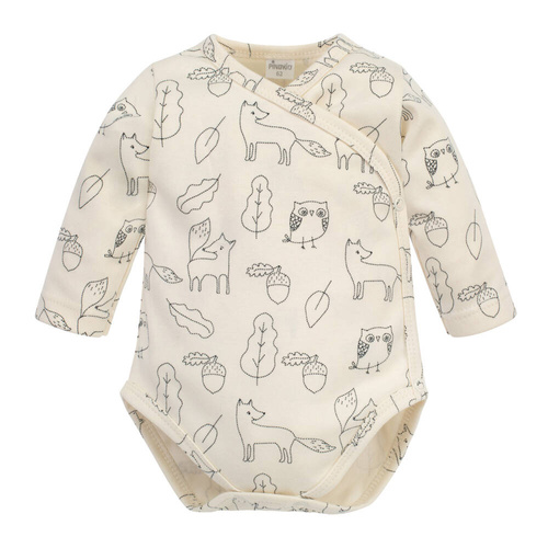 Боди с дълъг ръкав Secret Forest Pinocchio - екрю лисица