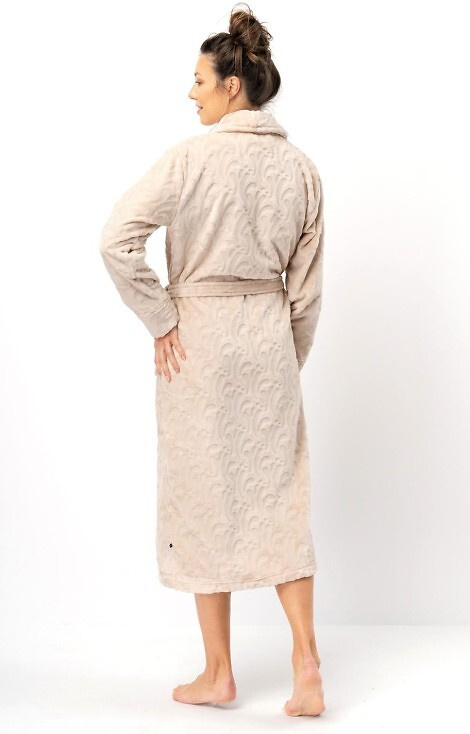 LG: 605 Key Дамски халат - бежов, мек, яка тип шал