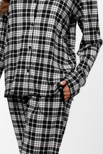 Дамска пижама Klara - 100% памук, дълъг ръкав и панталон Италианска мода  