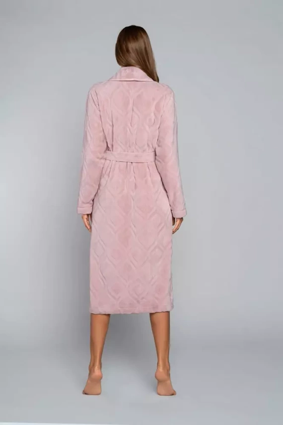 Дамски халат от полар Morena Италианска мода - прахово розово 