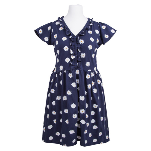 Нощница за бременни и кърмачки Linda Eevi - тъмносиня с маргаритки