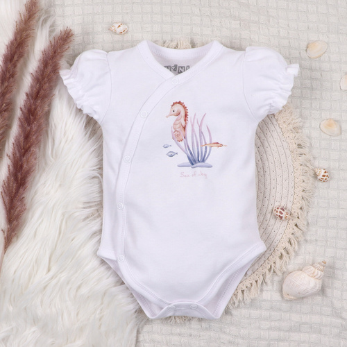 ABN-5474 Underwater World Nini плик боди бяло – органичен памук, къс ръкав