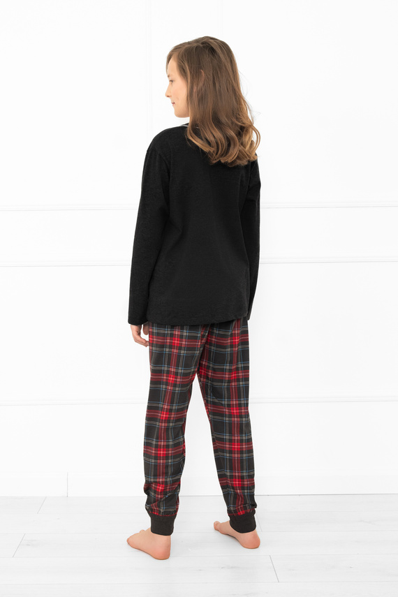 Детска пижама Rusoli Италианска мода тъмен меланж - памук, дълга, коледен десен