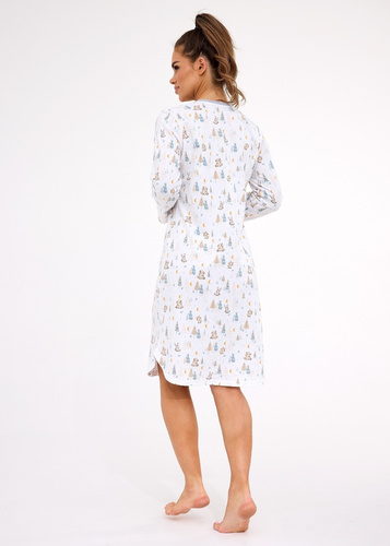 Koszula nocna damska 777/436 Cornette Fox 3 ecru– bawełna, zatrzaski, wygodny krój