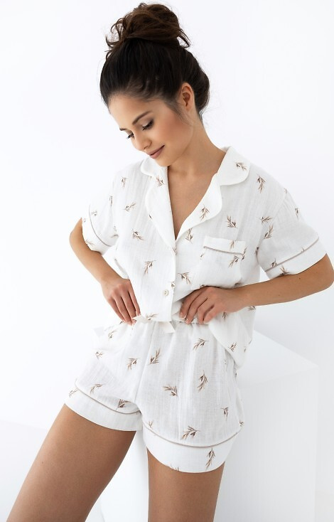 Муселинена дамска пижама Sensis Nastia - Екрю