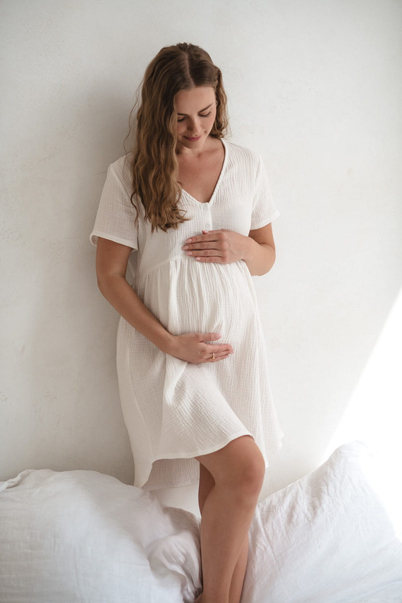 Муселинена нощница за бременни и кърмачки Aurora Milk&Love крем