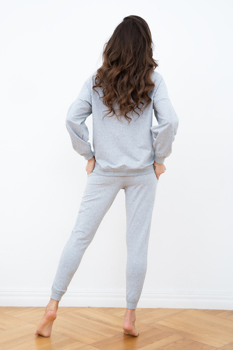 Parma Дамски комплект с дълъг ръкав и панталон Италианска мода - сив