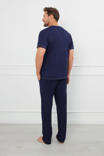 Salomon Мъжка пижама с къс ръкав и дълъг панталон Италианска мода - тъмносиньо/синьо