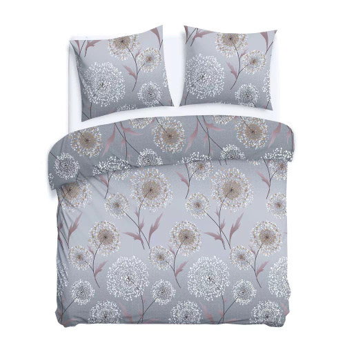 31513/2 Комплект спално бельо от фланел Flannellove Darymex, сив, глухарчета, 100% памук, топъл и мек