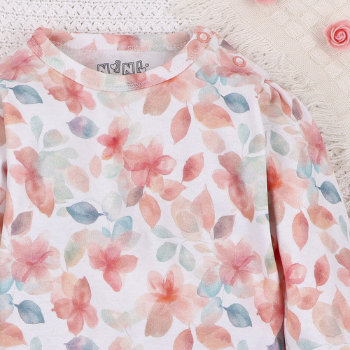ABN-5415 Kolorowe kwiatki Body z bawełny organicznej Nini druk