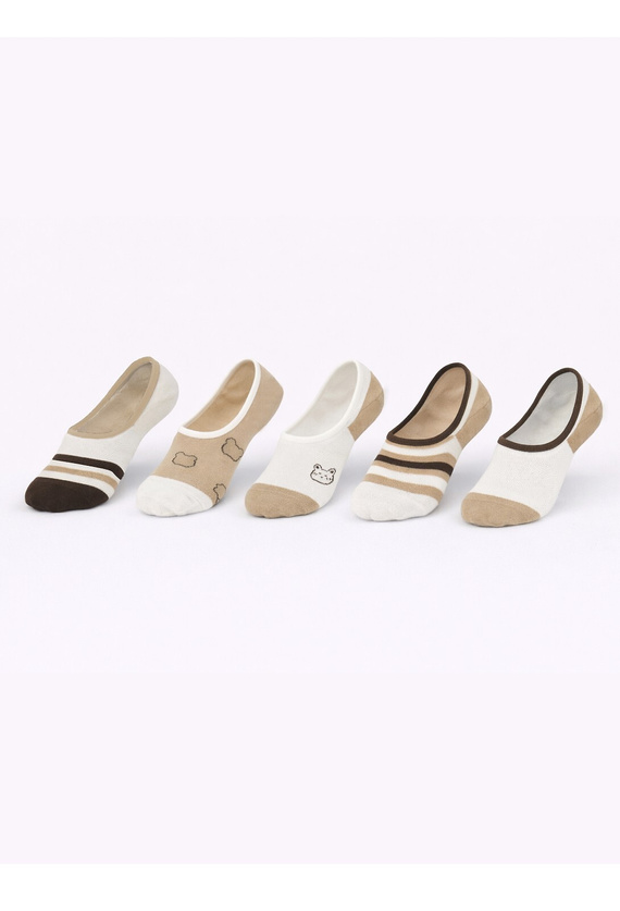 Дамски балерини чорапи Noviti ST092 – памучни стопки със силикон на петата ecru E